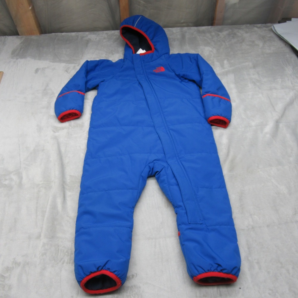 North Face Snowsuit Infant 18-24M Blue Fleece Lined‎ Hooded Insulated Bunting
